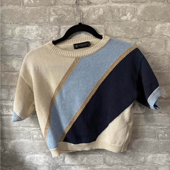 Size S short sleeve tricot - Made in Italy by Alchemia Tricot blue, golden - Picture 1 of 5